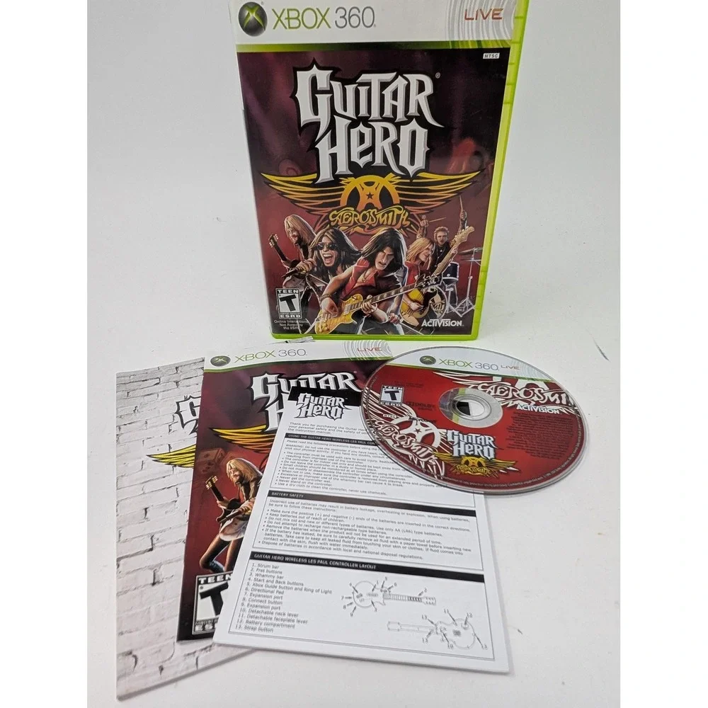 Guitar Hero Aerosmith Microsoft Xbox 360 Game Disc Manual Included CIB T Rated